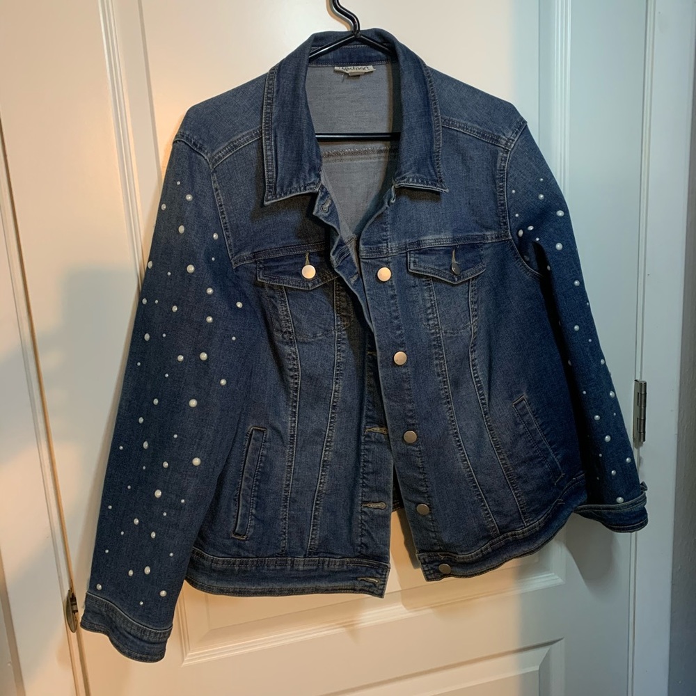 Westport (Dressbarn) Pearl Sleeve Denim Jacket